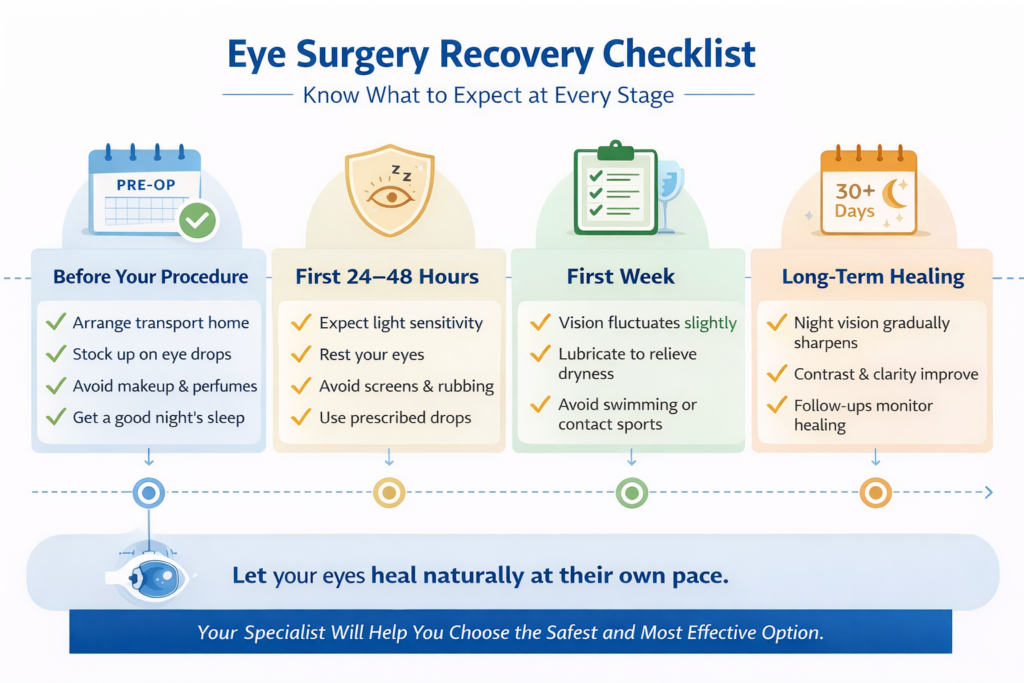 eye surgery recovery checklist
