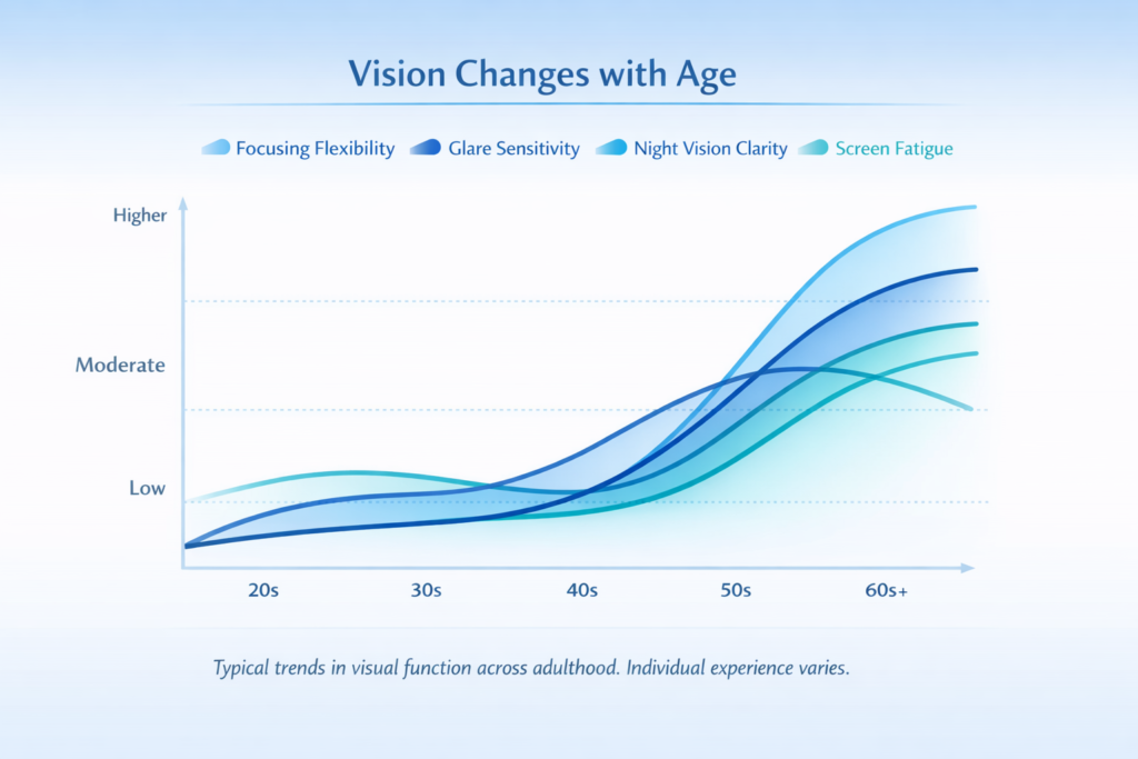 vision graph showing changes with age
